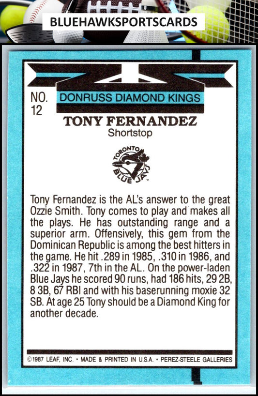 1988 Donruss #12 Tony Fernandez