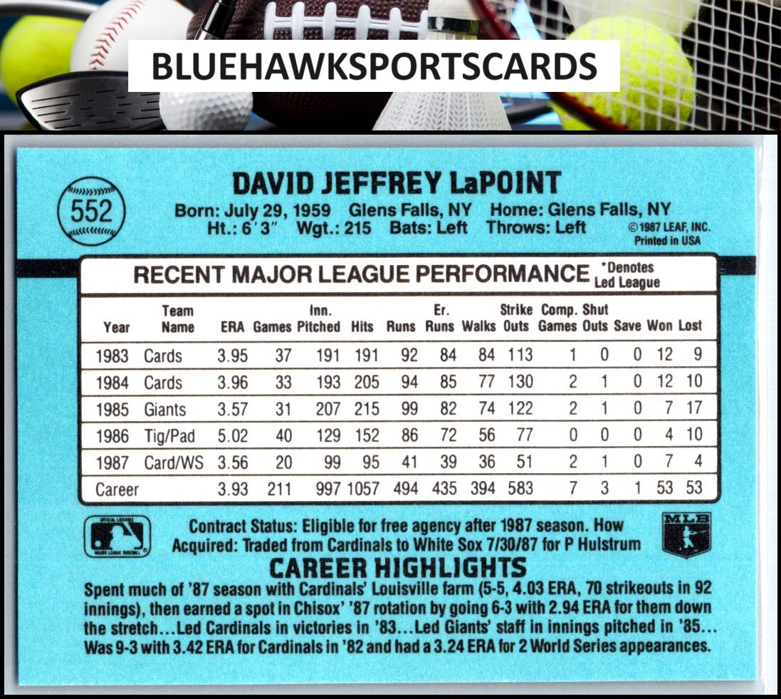 1988 Donruss #552 Dave LaPoint