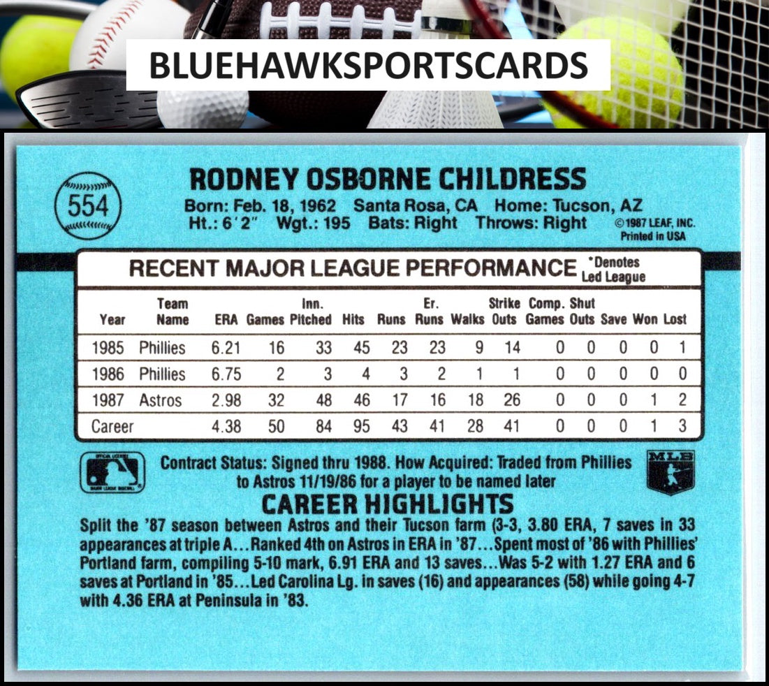 1988 Donruss #554 Rocky Childress