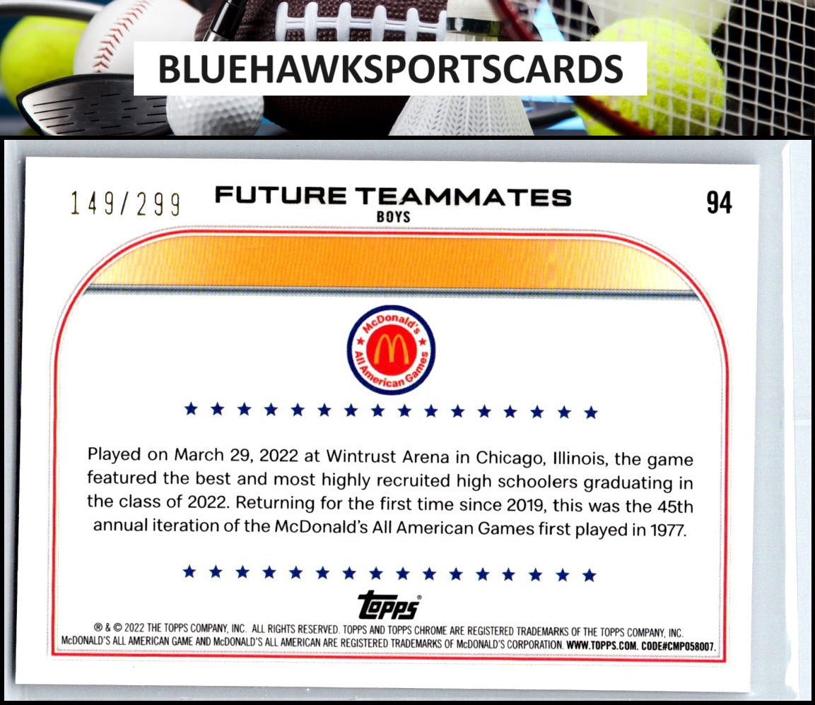 2022 Topps Chrome McDonald's All American #94 Future Teammates