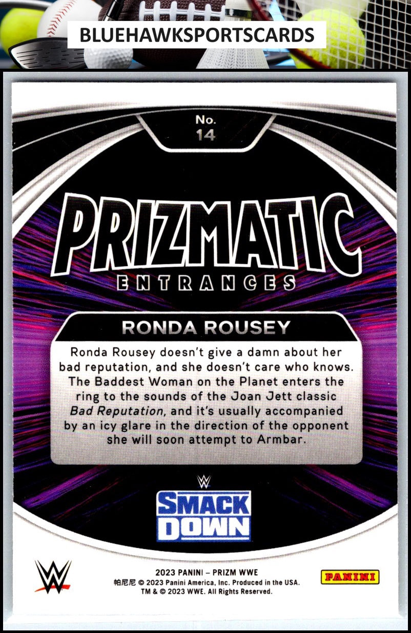 2023 Panini Prizm WWE #14 Ronda Rousey Prizmatic Entrances