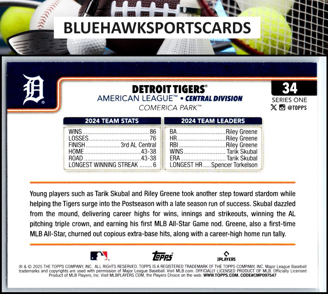 2025 Topps #34 Detroit Tigers