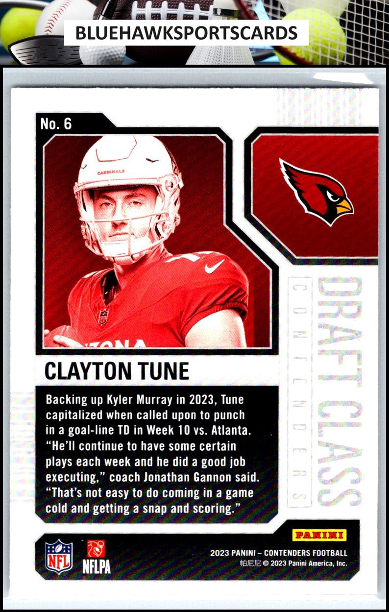 2023 Panini Contenders #6 Clayton Tune Draft Class Contenders Red