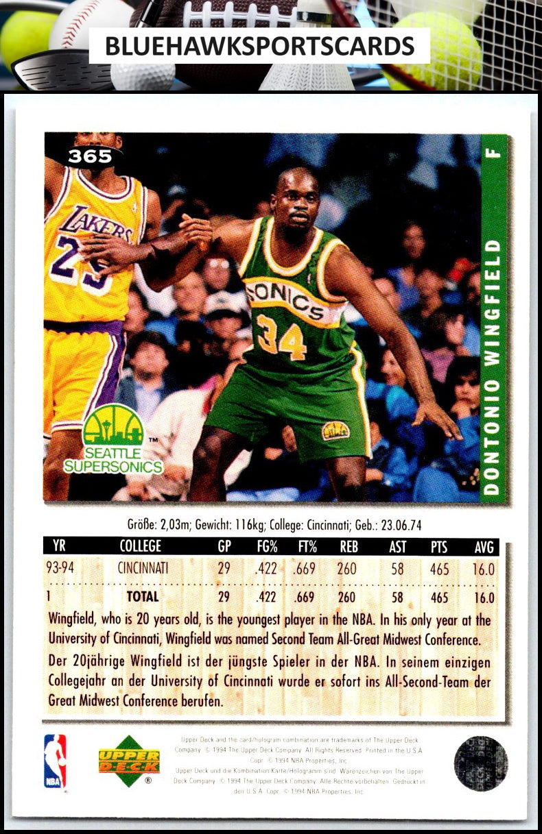 1994-95 Collector's Choice #365 Dontonio Wingfield