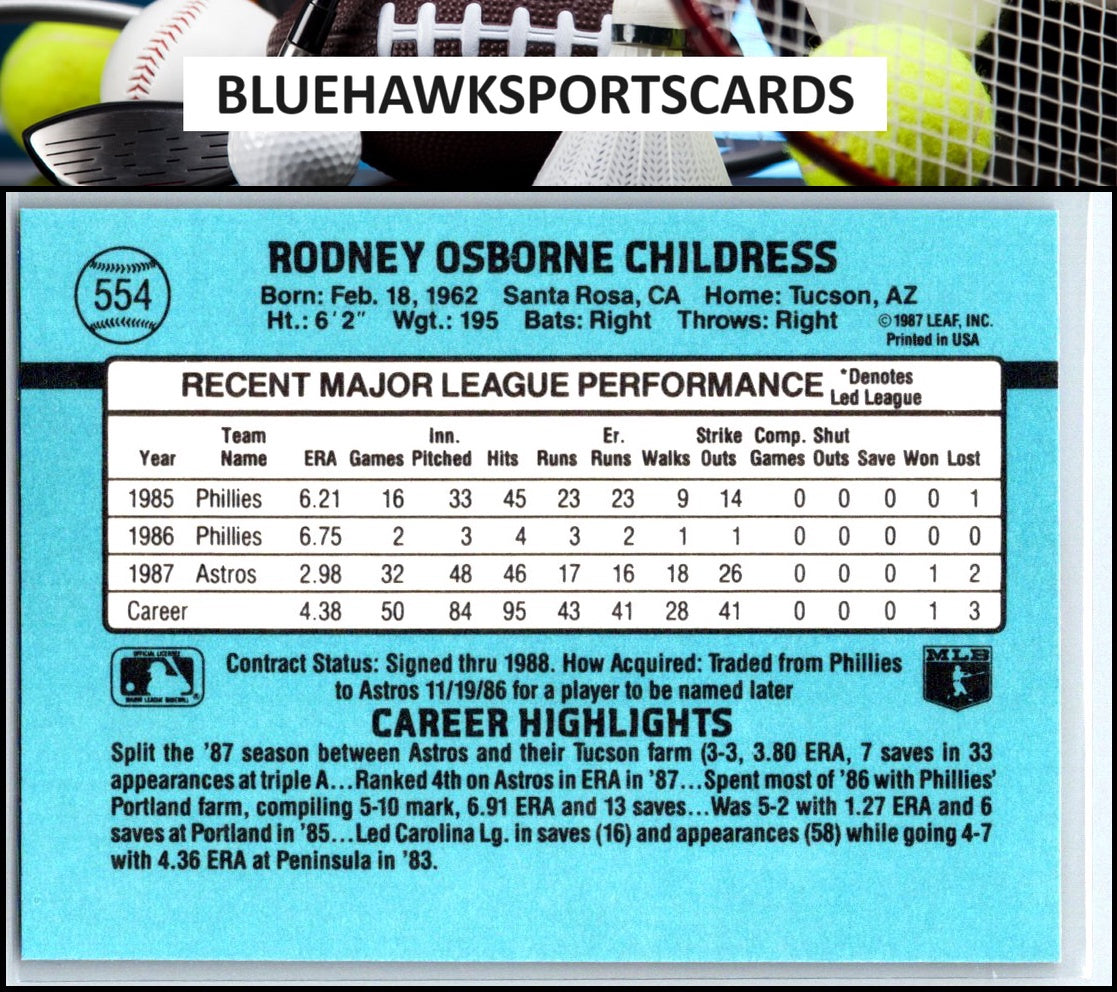 1988 Donruss #554b Rocky Childress