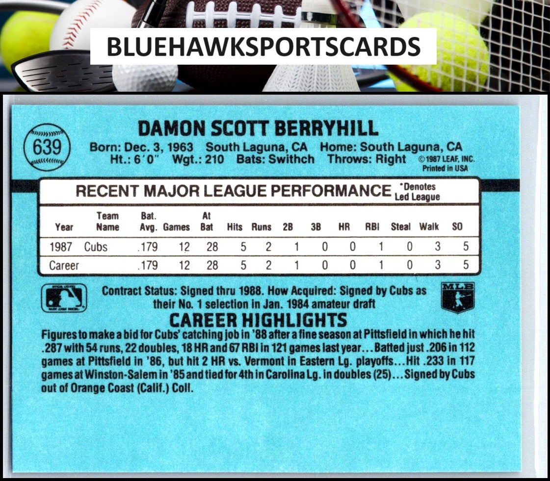 1988 Donruss #639b Damon Berryhill