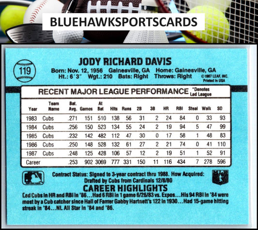 1988 Donruss #119b Jody Davis