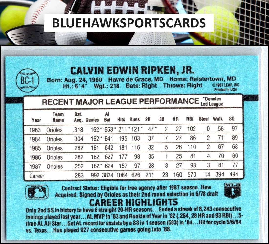 1988 Donruss #BC-1 Cal Ripken Bonus MVPs
