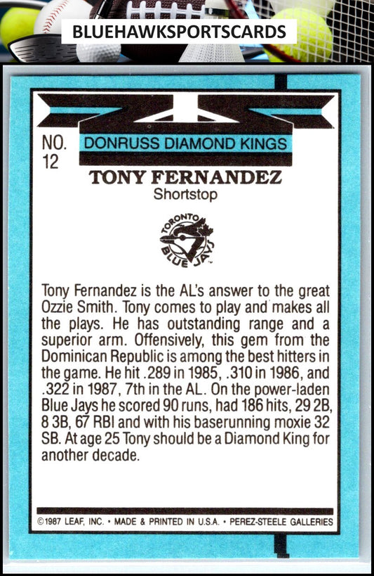 1988 Donruss #12b Tony Fernandez