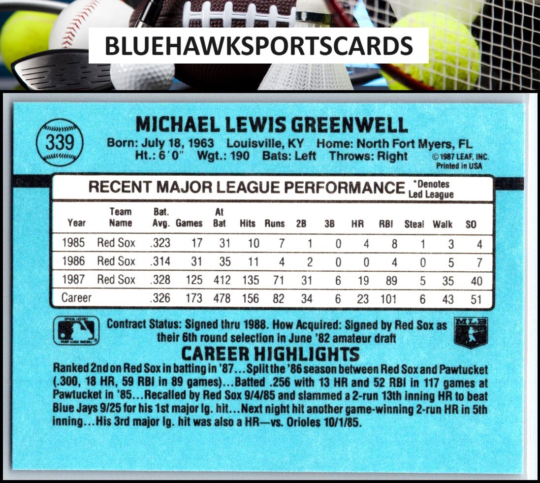 1988 Donruss #339 Mike Greenwell