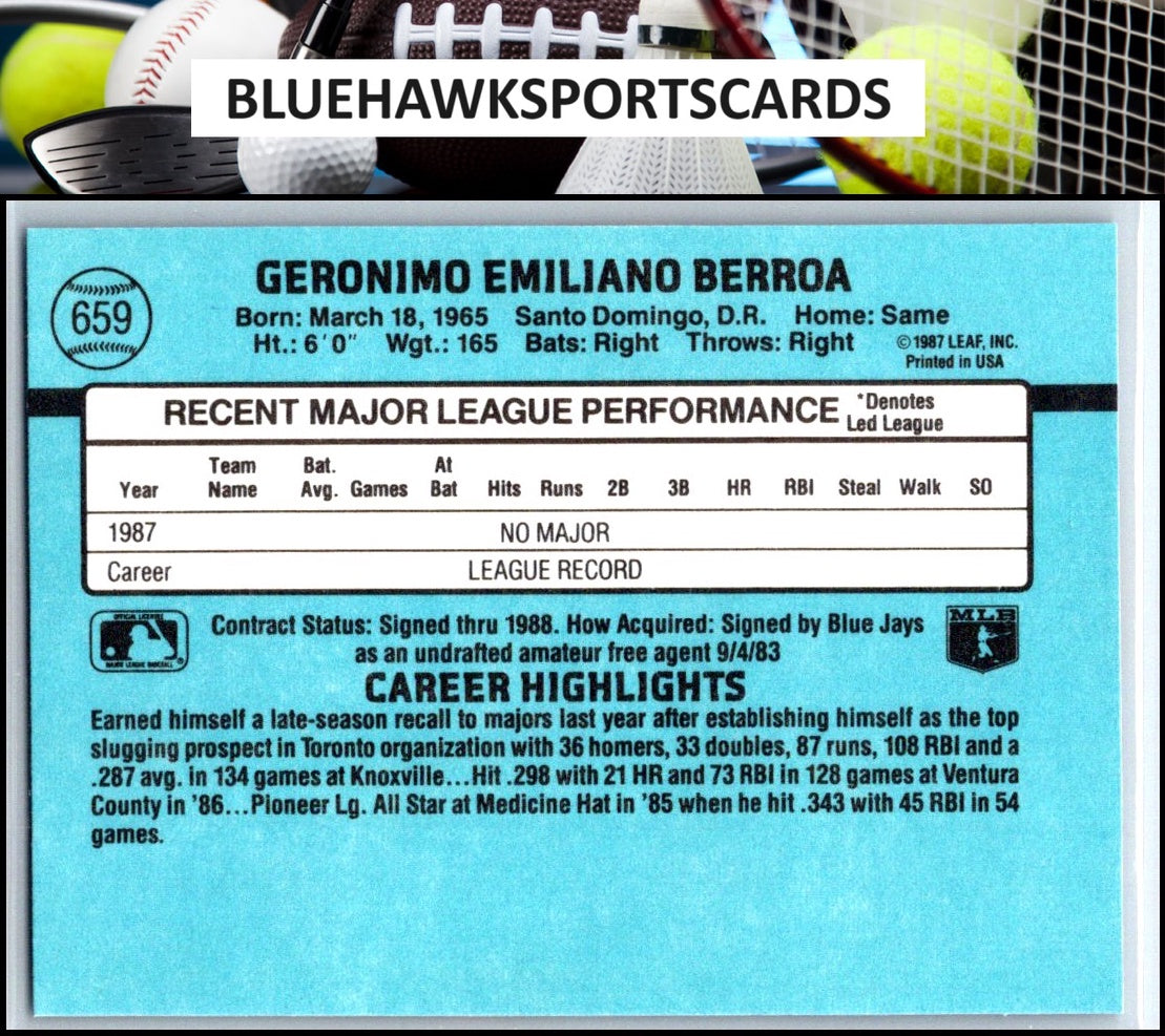 1988 Donruss #659c Geronimo Berroa