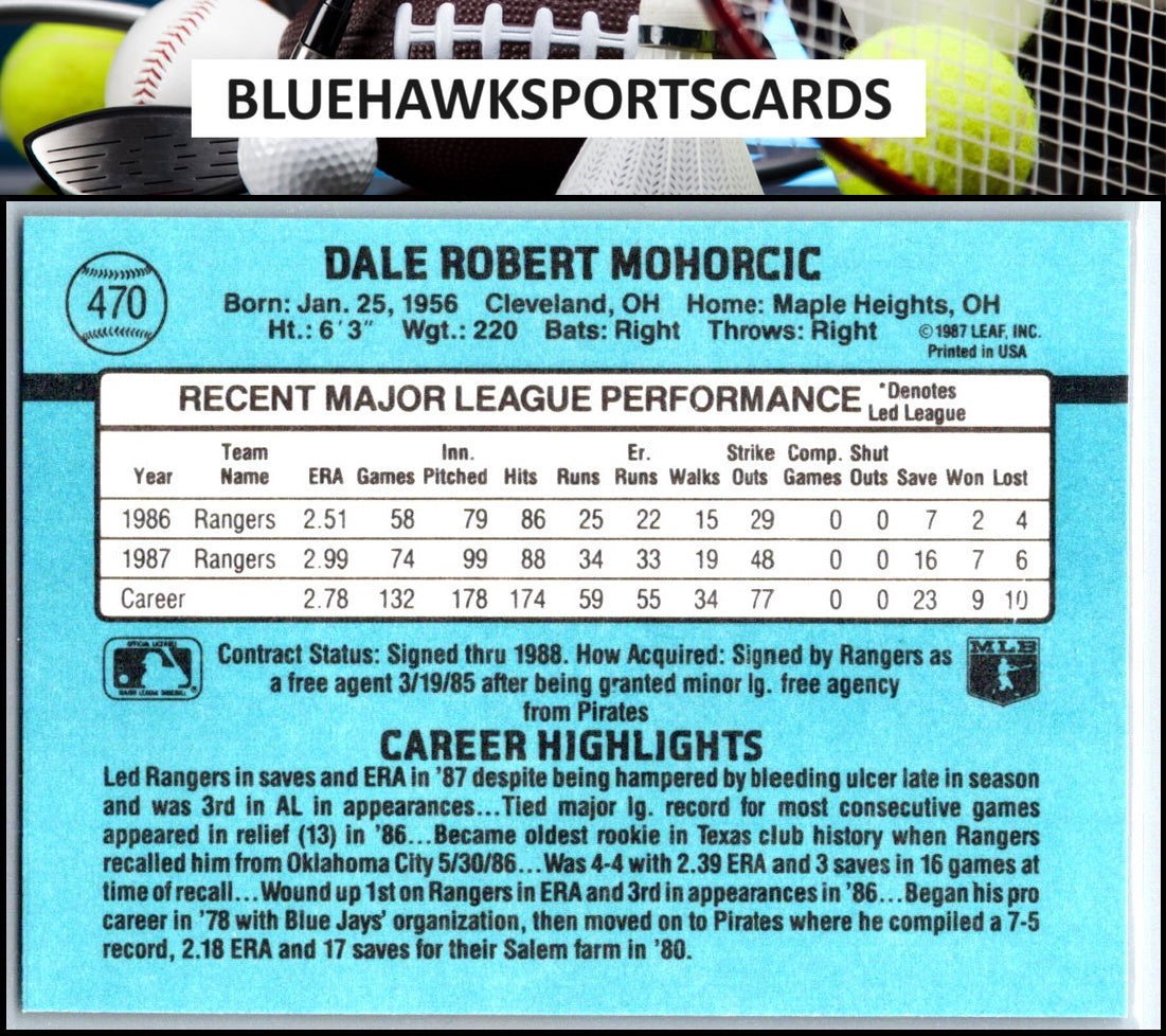 1988 Donruss #470c Dale Mohorcic