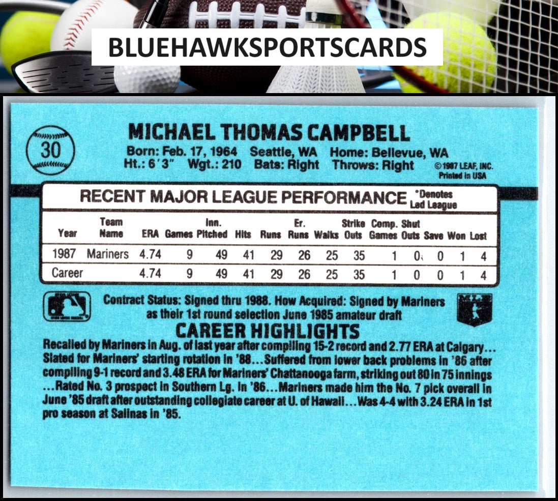 1988 Donruss #30c Mike Campbell