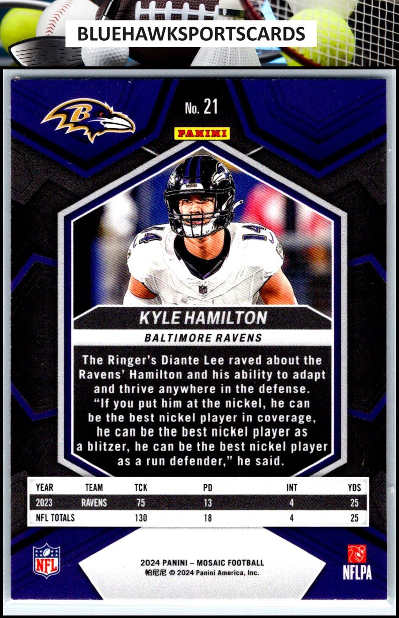 2024 Panini Mosaic #21 Kyle Hamilton Silver