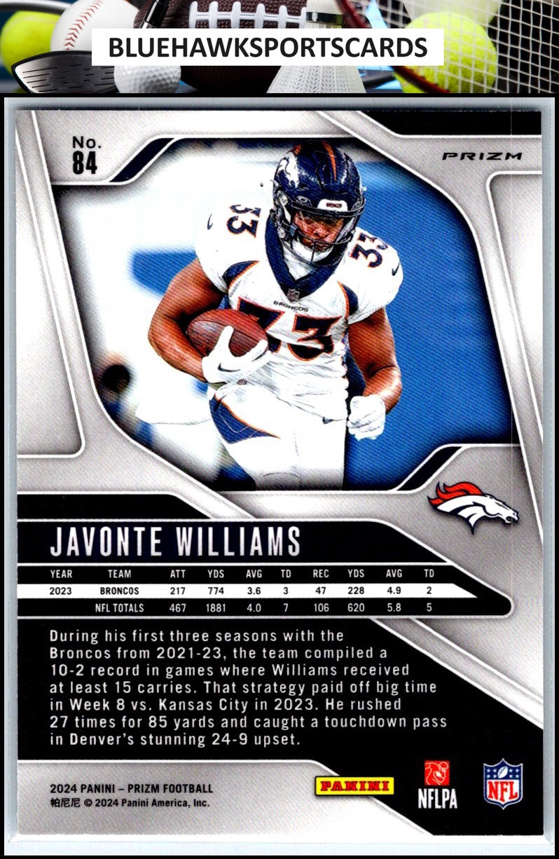 2024 Panini Prizm #84 Javonte Williams Silver