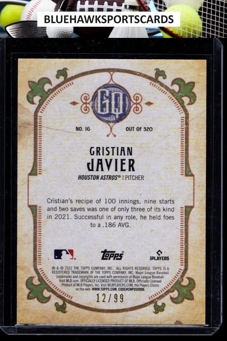 2022 Topps Gypsy Queen #16 Cristian Javier Sepia #/99