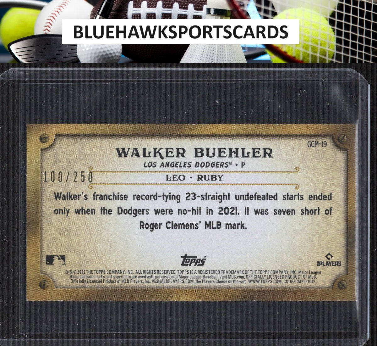2022 Topps Gypsy Queen #GGM-19 Walker Buehler Gypsy Gems Minis Blue #/250