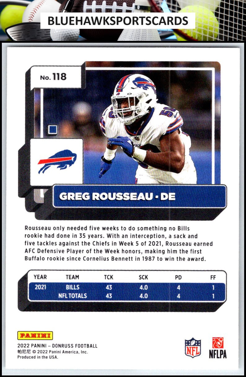 2022 Donruss #118 Greg Rousseau