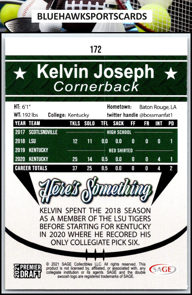 2021 SAGE Premier Draft #172 Kelvin Joseph Gold