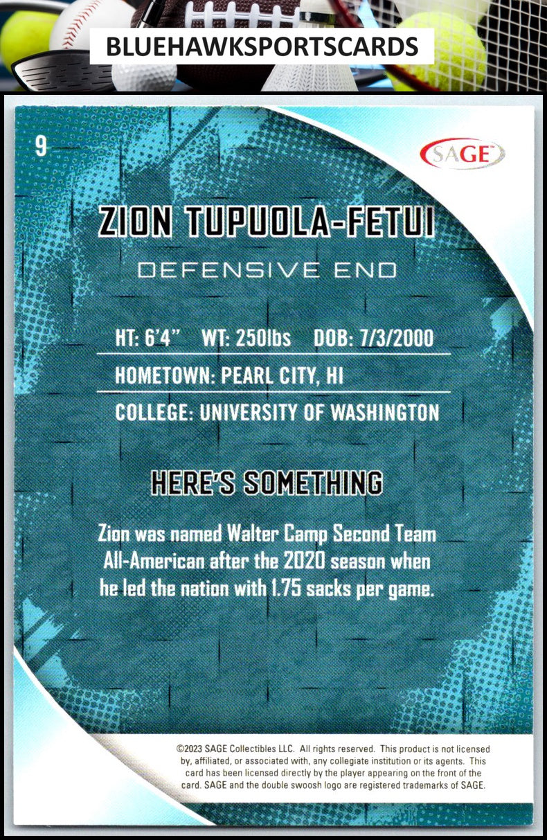 2023 SAGE HIT #9 Zion Tupuola-Fetui