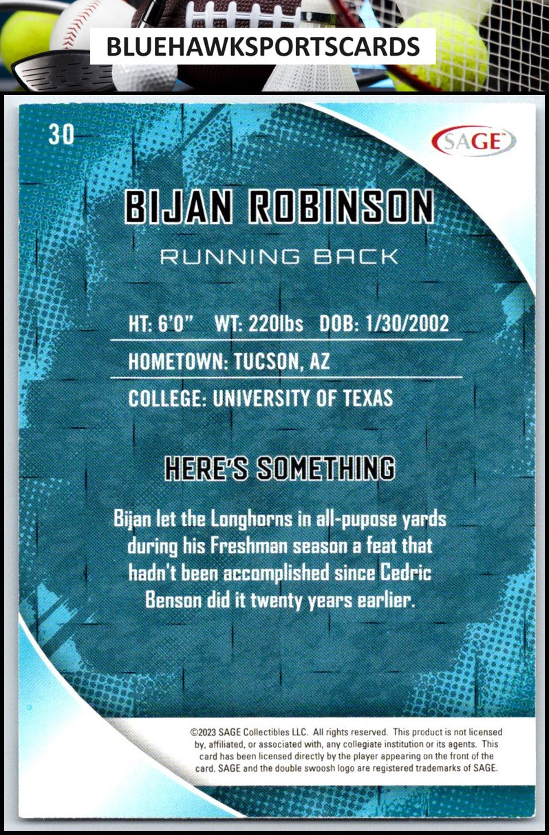 2023 SAGE HIT #30 Bijan Robinson