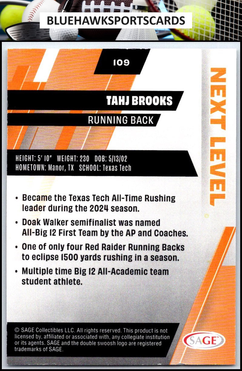2025 SAGE HIT #109 Tahj Brooks Purple