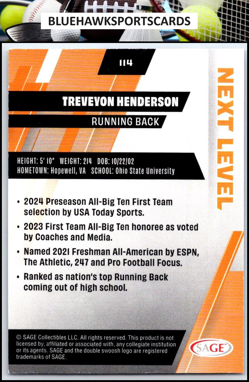 2025 SAGE HIT #114 TreVeyon Henderson Purple