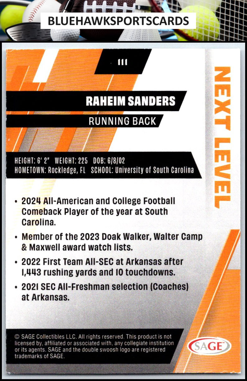 2025 SAGE HIT #111b Raheim Sanders Blue