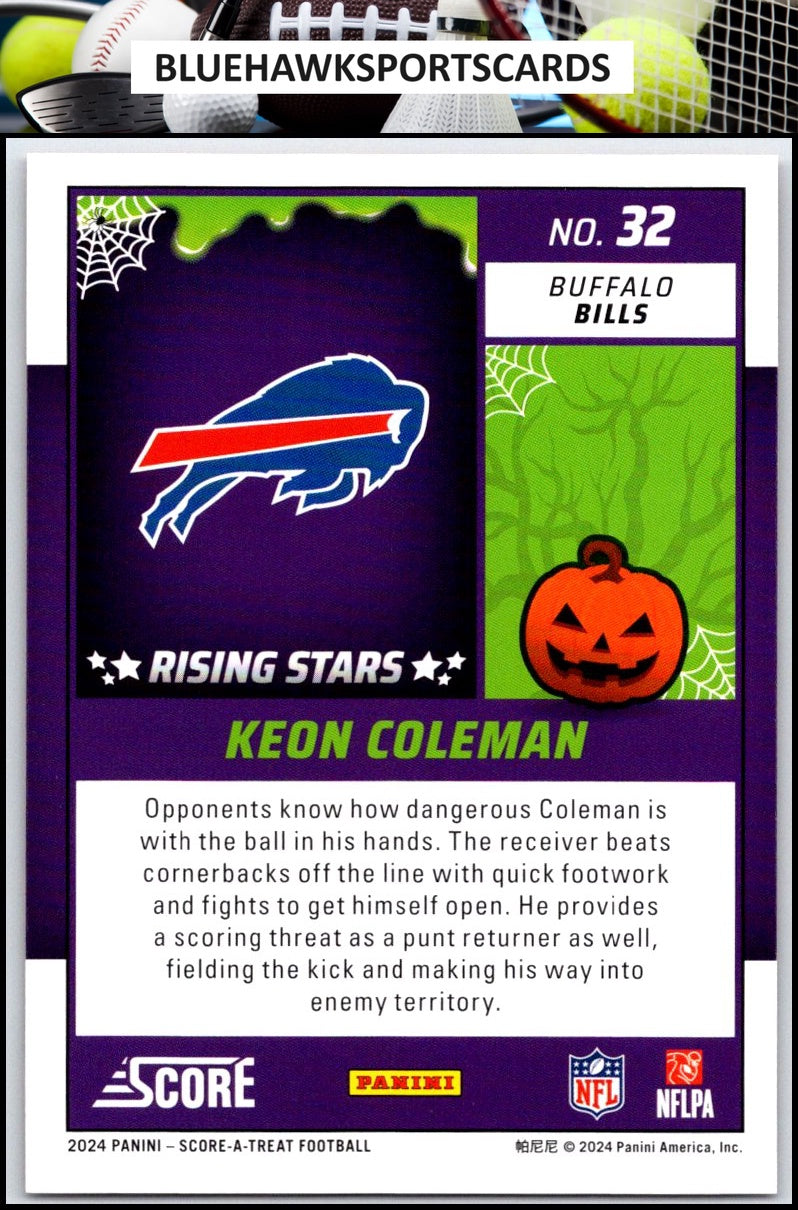 2024 Score-A-Treat #32 Keon Coleman A-Treat - Rising Stars Orange Pumpkin