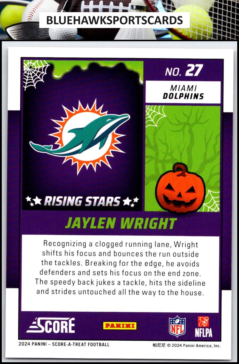 2024 Score-A-Treat #27 Jaylen Wright A-Treat - Rising Stars Orange Pumpkin