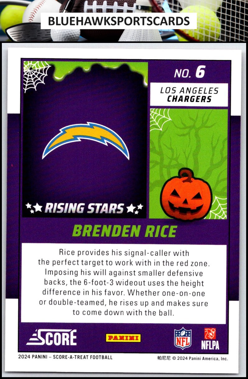 2024 Score-A-Treat #6 Brenden Rice A-Treat - Rising Stars Orange Pumpkin
