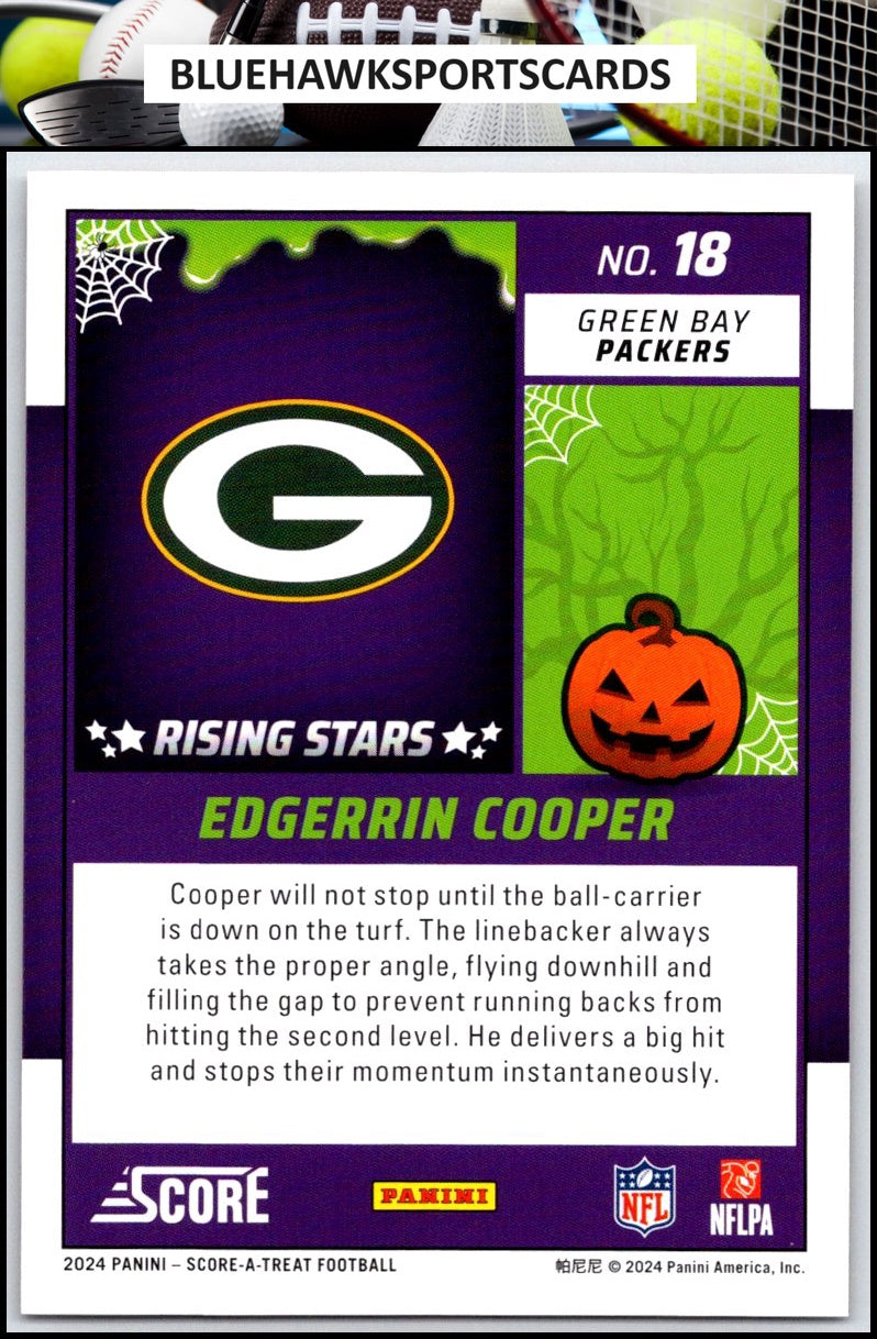 2024 Score-A-Treat #18 Edgerrin Cooper A-Treat - Rising Stars Orange Pumpkin