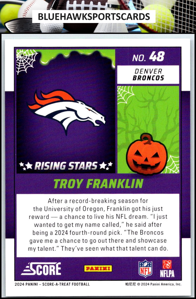 2024 Score-A-Treat #48 Troy Franklin A-Treat - Rising Stars Green Bats