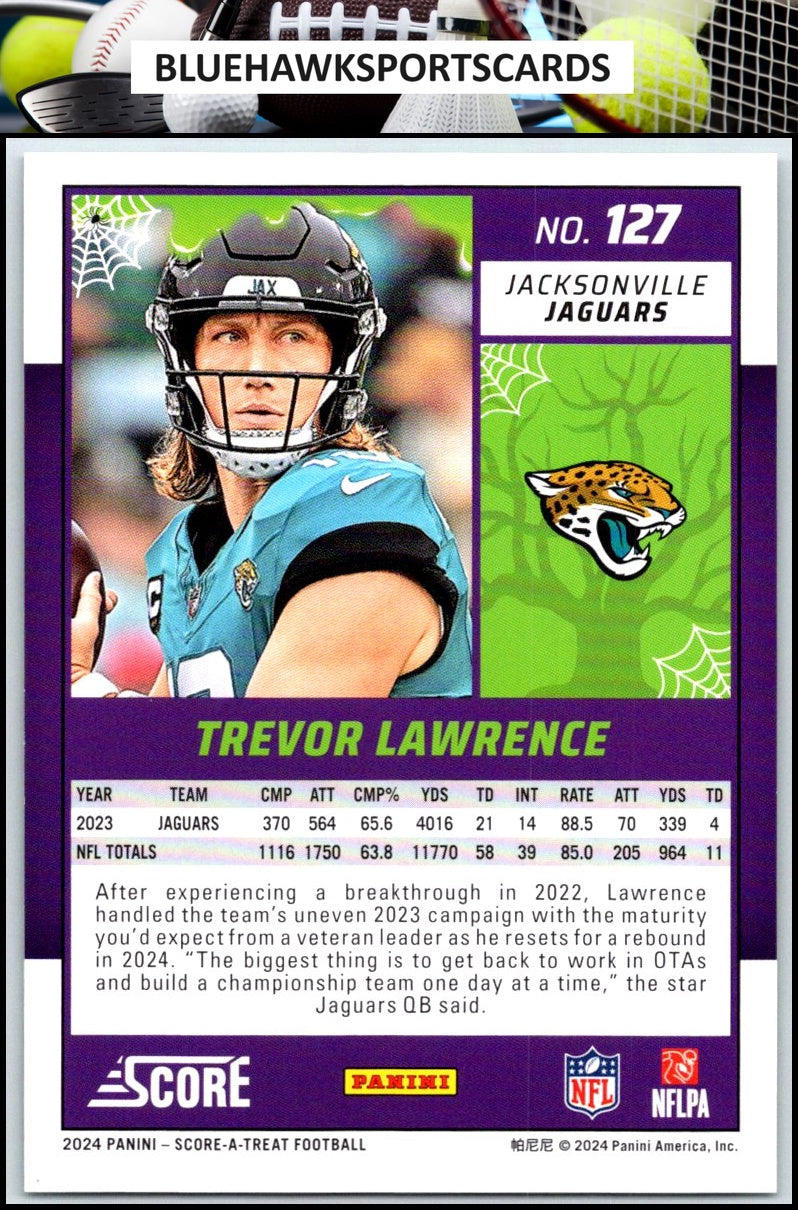 2024 Score-A-Treat #127 Trevor Lawrence A-Treat - Green Bats