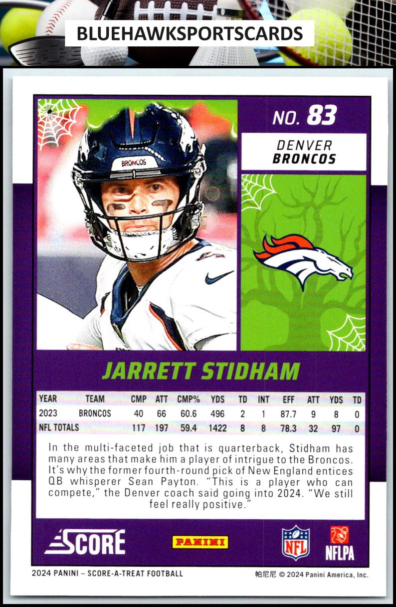2024 Score-A-Treat #83 Jarrett Stidham A-Treat - Green Bats