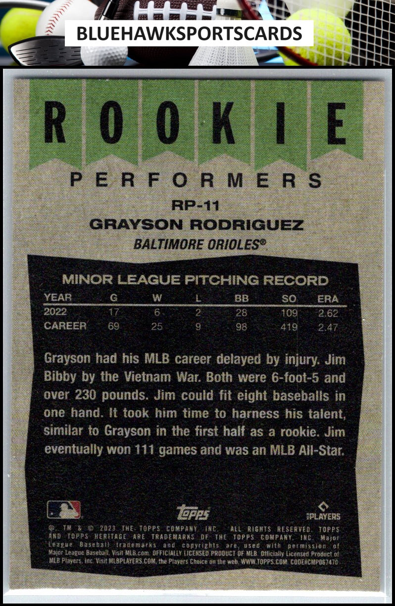 2023 Topps Heritage #RP-11 Grayson Rodriguez Rookie Performers