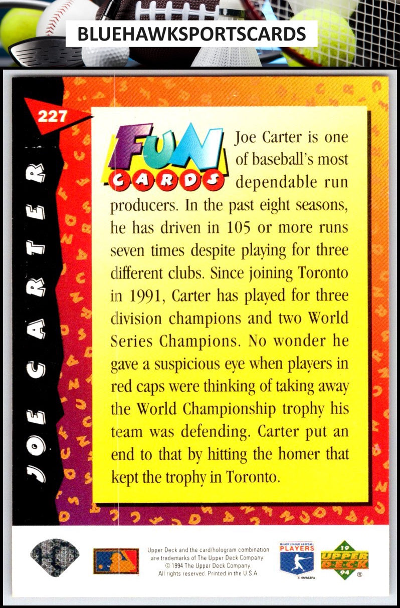 1994 Upper Deck Fun Pack #227 Joe Carter