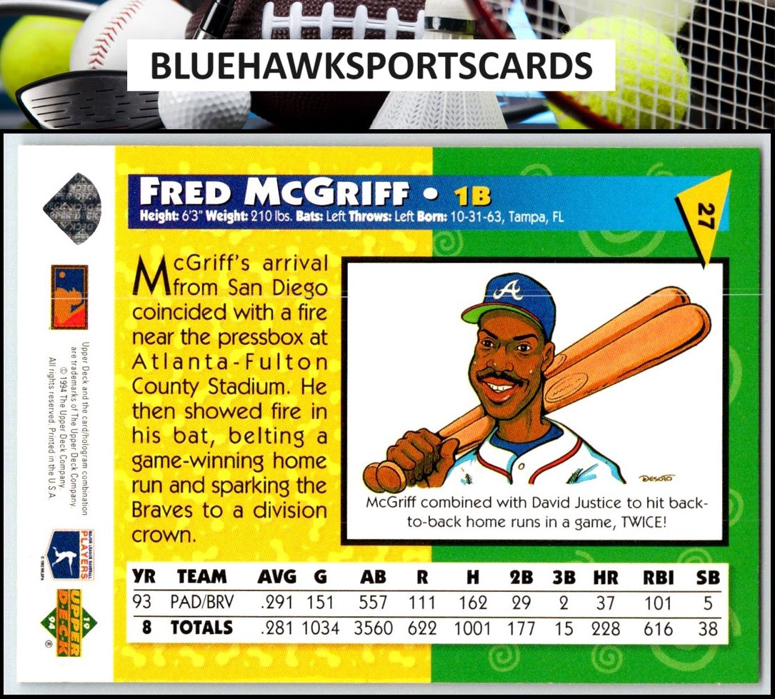 1994 Upper Deck Fun Pack #27 Fred McGriff