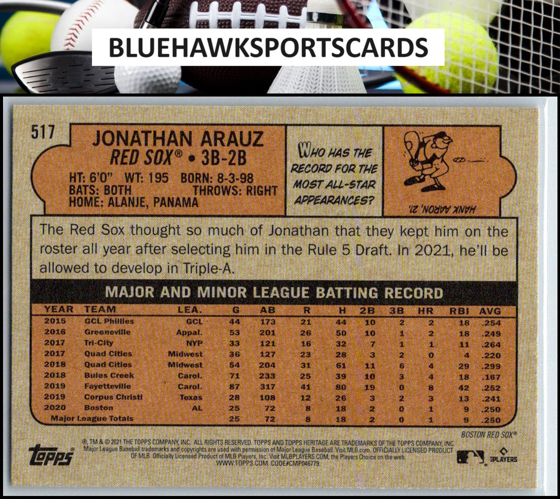 2021 Topps Heritage #517 Jonathan Arauz