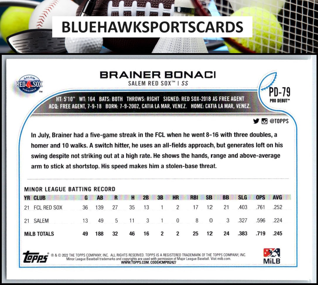 2022 Topps Pro Debut #PD-79 Brainer Bonaci