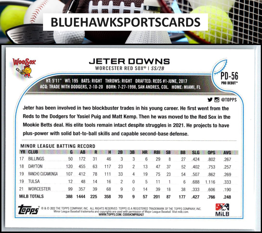 2022 Topps Pro Debut #PD-56 Jeter Downs