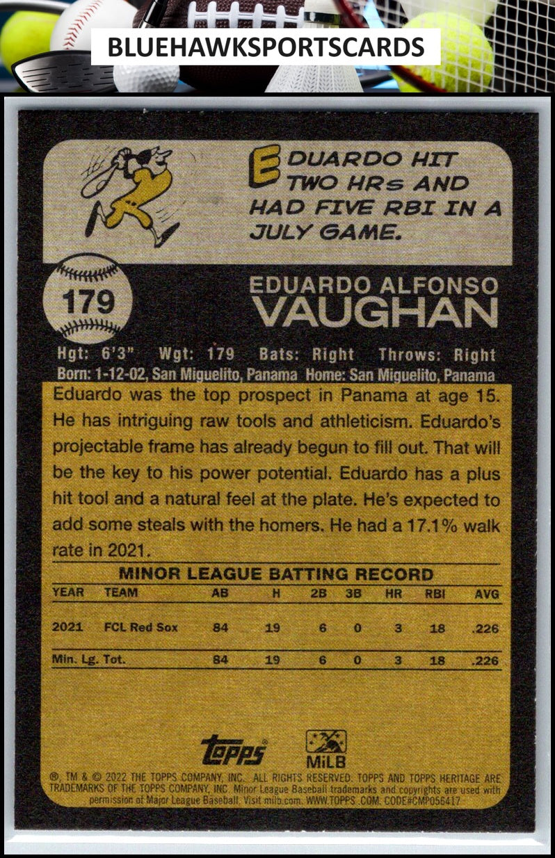 2022 Topps Heritage Minor League #179 Eduardo Vaughan
