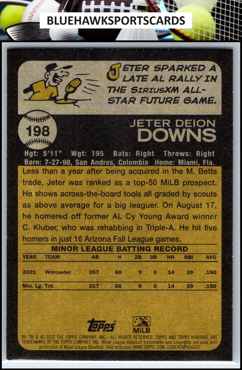 2022 Topps Heritage Minor League #198 Jeter Downs
