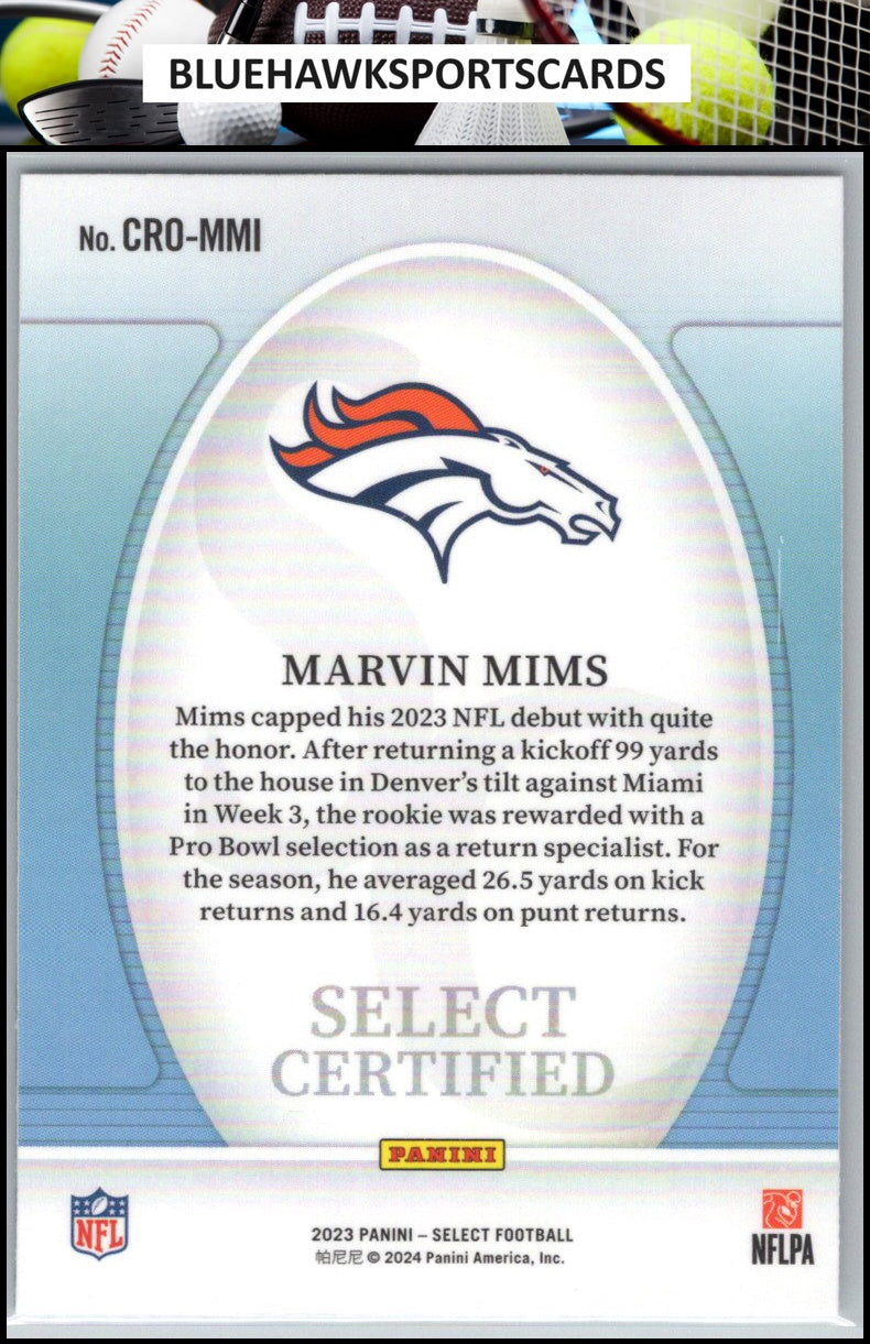 2023 Panini Select #CRO-MMI Marvin Mims Select Certified Rookies