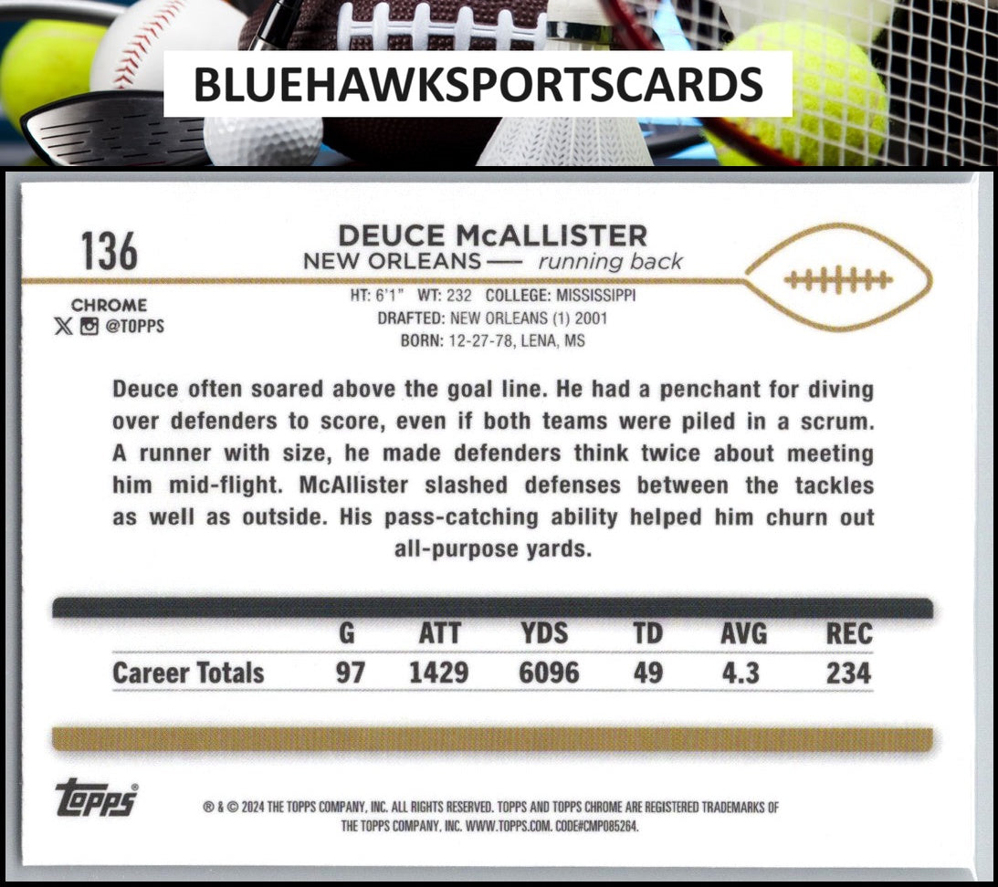 2024 Topps Chrome #136 Deuce McAllister Refractor