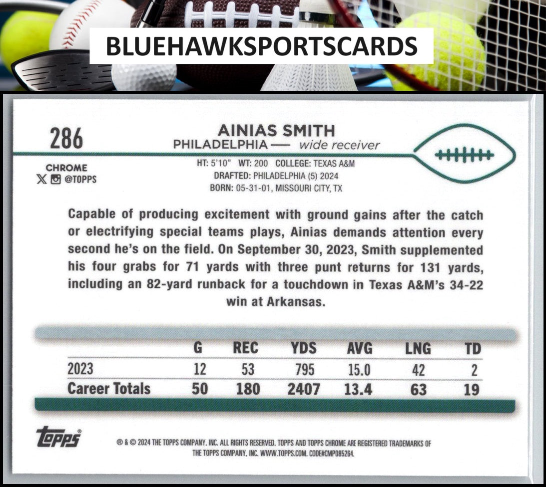 2024 Topps Chrome #286 Ainias Smith Refractor
