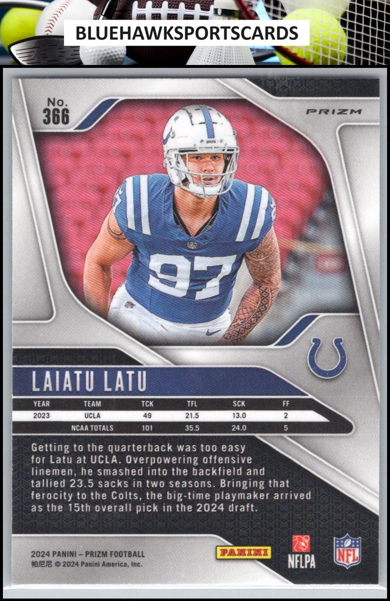 2024 Panini Prizm #366 Laiatu Latu Black and White Checker
