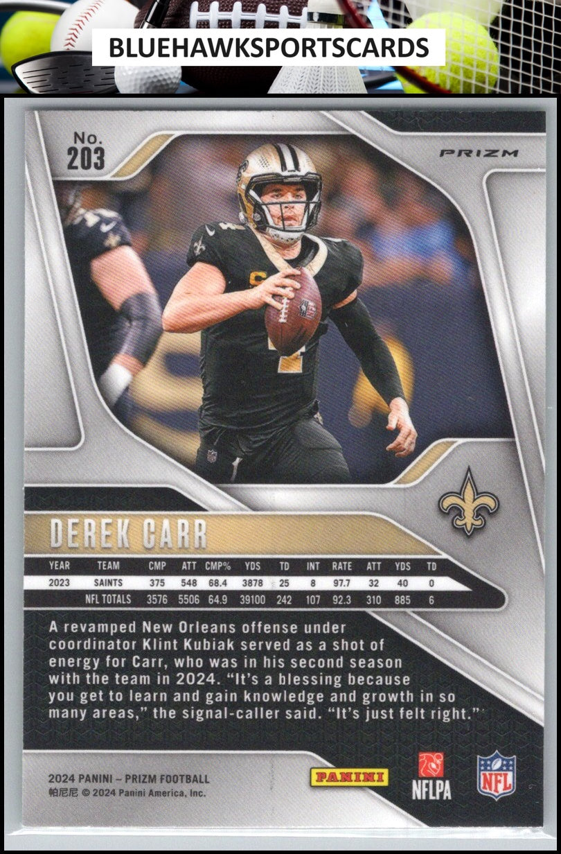 2024 Panini Prizm #203 Derek Carr Green