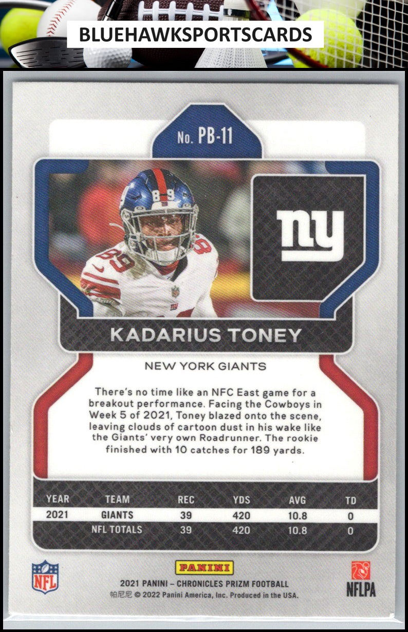 2021 Panini Chronicles #PB-11 Kadarius Toney Prizm Black