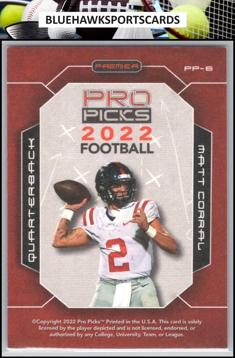2022 Pro Picks Premier #PP-6 Matt Corral Red Foil